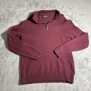 RODD & GUNN Mens Sz XL Lambswool 1/4 Zip Sweater Oxblood Lambs Wool Nylon